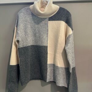 Colorblock turtleneck sweater